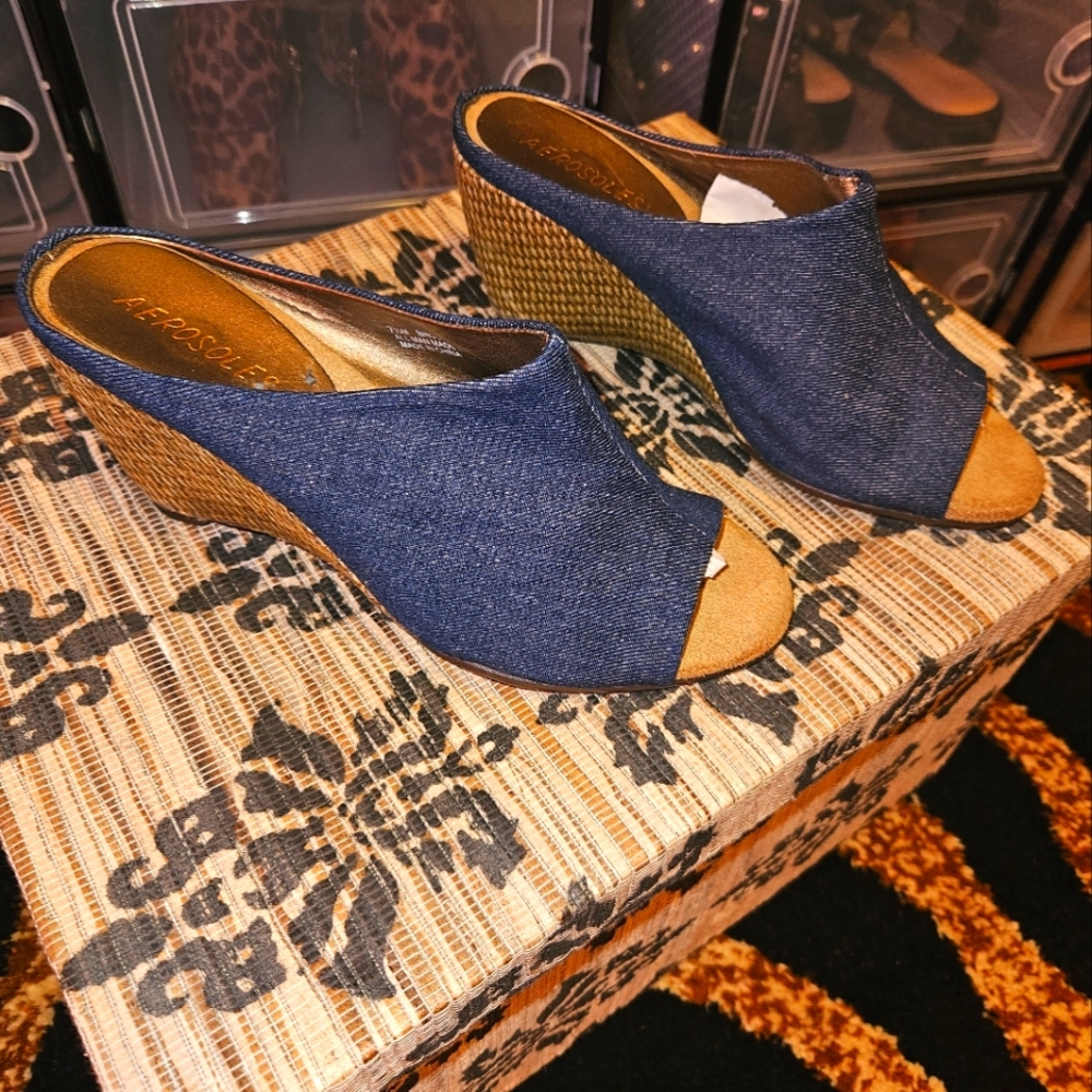 Denim Aerosole Wedge Sandals